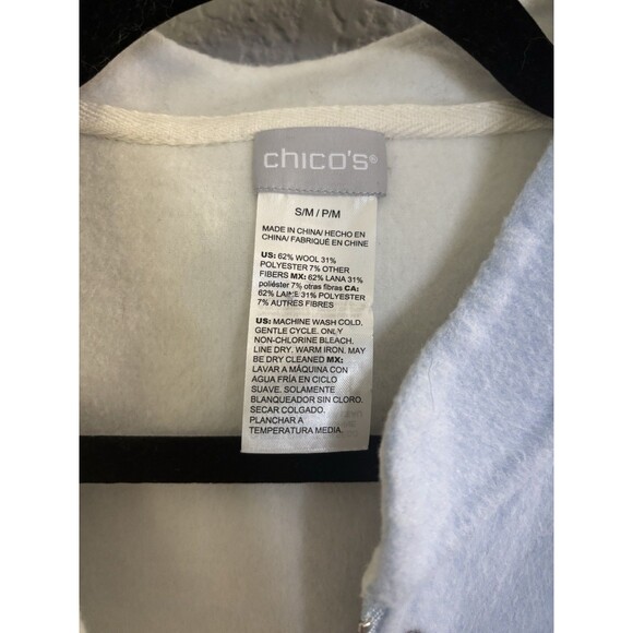 Chico's Women's Square Jacket S/M Oversized Zip & Snaps Casual Minimalists Blue - Picture 6 of 6